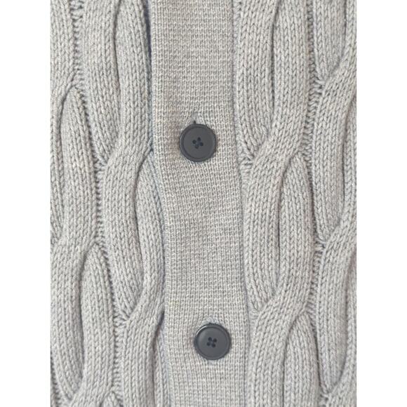 Theory Gray Merino Wool Cable Knit Shawl Knit Button Cardigan Sweater Women's M - Picture 5 of 10